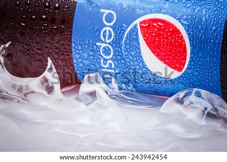 SABAH, MALAYSIA - JANUARY 13, 2015: Can of Pepsi drink isolated on white. Pepsi is carbonated soft drink produced by PepsiCo. Pepsi was created and developed in 1893