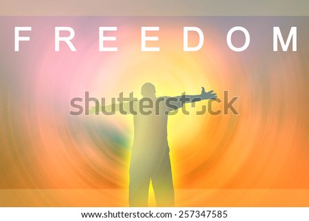 Man holding arms up in praise. concepts - freedom