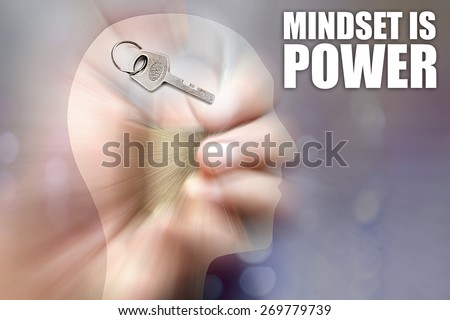 Hand that grasps the padlock, keys and figure the human body with radial blur zoom technique concept of how humans think, plan and act in the face of great challenges. Mindset power