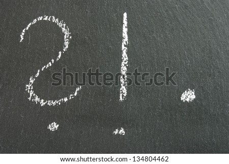 three punctuation marks on a dark blackboard