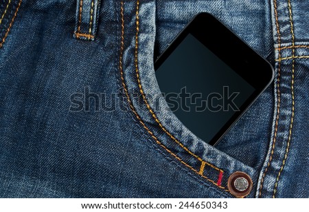 graded-screen smart phone in your pocket blue jeans