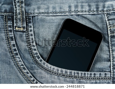 graded-screen smart phone in your pocket gray jeans