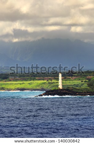 View of  Nawiliwili Lighthouse on Kauai, Hawaii