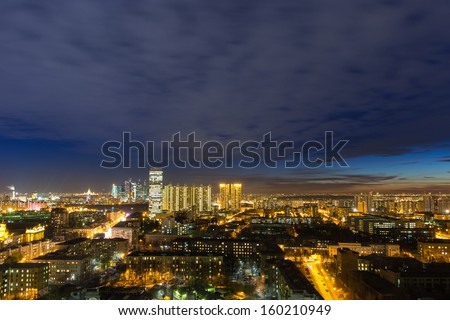 Moscow Night Cityscape With Moscow City Business Center