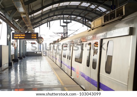 Delhi Metro station on March 03, 2012 in Delhi. Delhi Metro network consists of six lines with a total length of 189.63 kilometres (117.83 mi) with 142 stations
