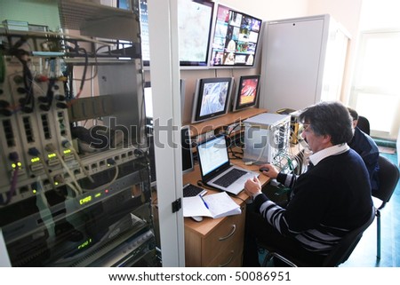 KYIV, UKRAINE - NOV 16: Worker at  Control Center of Volia company during open doors day on November 16, 2007 in Kyiv, Ukraine