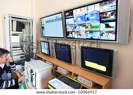 KYIV, UKRAINE - NOV 16: Worker at  Control Center of Volia company during open doors day on November 16, 2007 in Kyiv, Ukraine