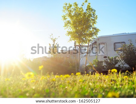 Camping Site In The Morning Sun
