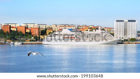 Cruise liner in Stockholm sea port. Sweden