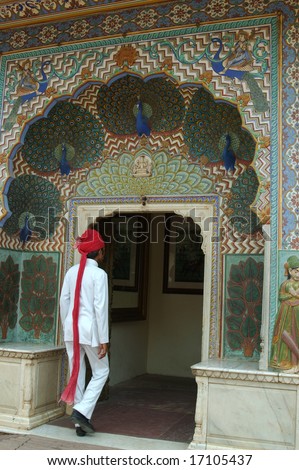 man with a turban entering palace