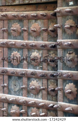 detail of a door with metal fittings