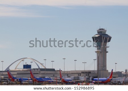 LOS ANGELES, CA - FEBRUARY 16: Planes fill the Southwest Airlines terminal at LAX Airport February, 16 2013 in Los Angeles, California. The airline operates more than 3300 flights per day.