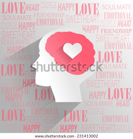 Human brain with love emotion thinking