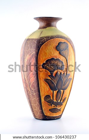 Highly Decorative Ceramic Flower Vase Decorated With A Beautiful ...