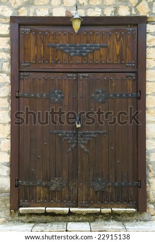 Antique doors to the room closed at the castle