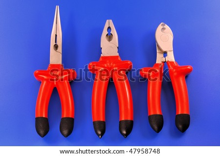 Tools for Electricians cutter pliers with red handles