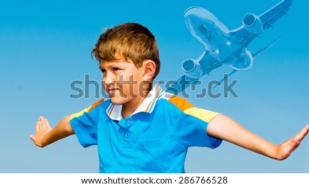 A boy plays in the pilot represent that it is the pilot of the aircraft