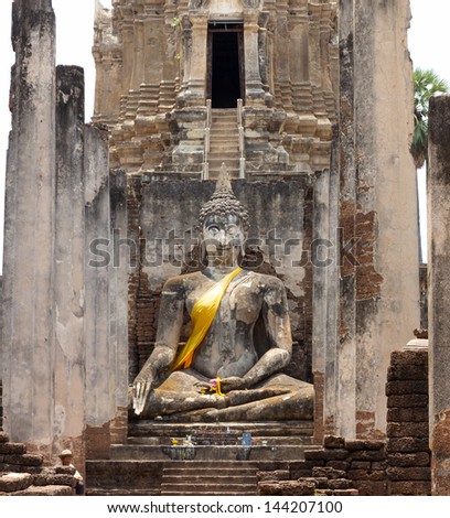 the image of Ancient temple and art in the latter Sukhothai is a Public Tourist attraction of Thailand.