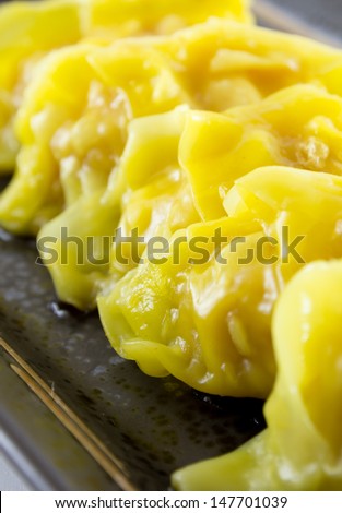 isolated image food of pot sticker on white background