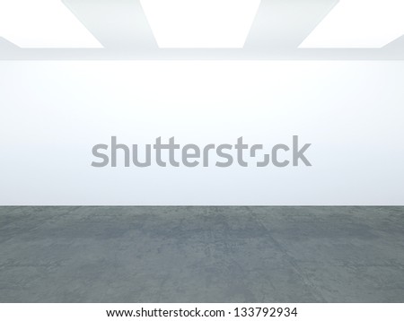 3D empty white room with marble flooring