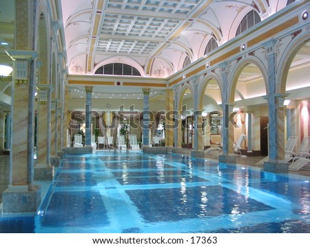 Luxury indor swimming pool in Hotel Bad Ragaz in Switzerland