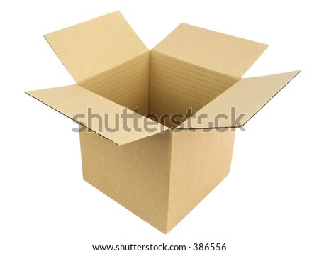 An open cardboard box An open cardboard box