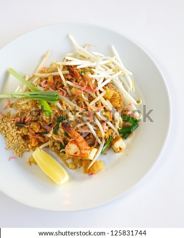 Thai food pad-thai fried noodle with shrimp