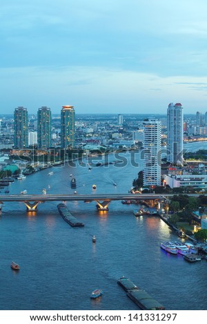 BANGKOK - MAY 14: View of The Chao Phraya River is a major river in Thailand, with its low alluvial plain forming the center of the country. On May 14,2013 in Bangkok Thailand