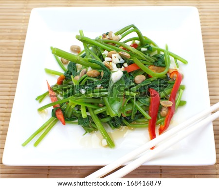 quick fried water spinach with chili and soy sauce