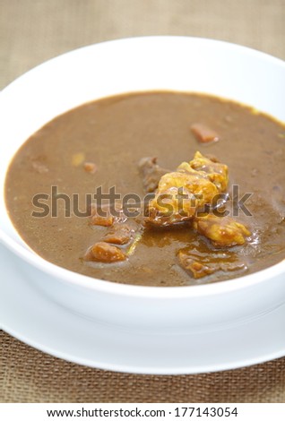 japanese traditional food beef curry on white dish