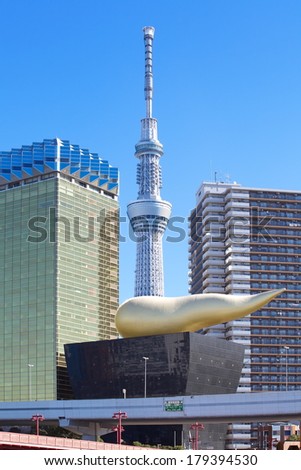 TOKYO - DEC 29, 2013 : View of Tokyo Sky Tree (634m) , the highest free-standing structure in Japan and 2nd in the world with over 10 million visitors each year, on Dec 29 , 2013 in Tokyo, Japan.