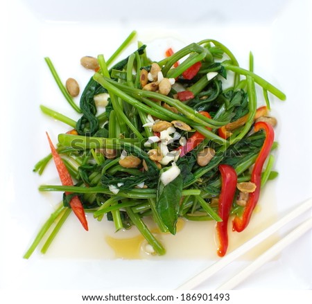 quick fried water spinach with chili and soy sauce