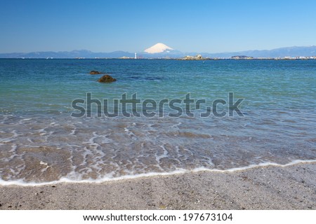 beautiful japan ocean and Mountain Fuji from yokosuka