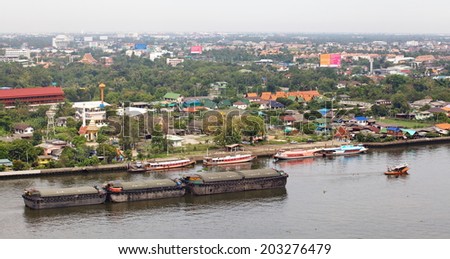 BANGKOK - MAY 14 : View of The Chao Phraya River is a major river in Thailand, with its low alluvial plain forming the center of the country. On May 14,2014 in Bangkok Thailand