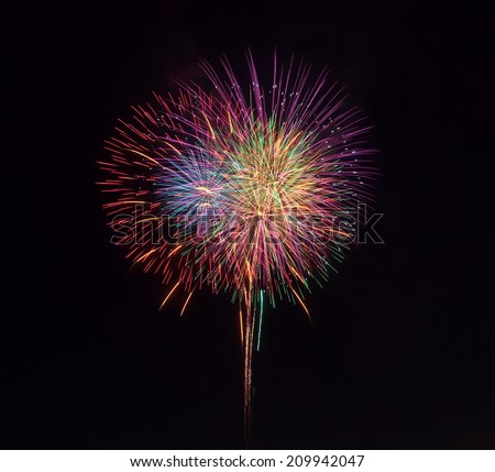 colorful firework from japanese traditional summer festival