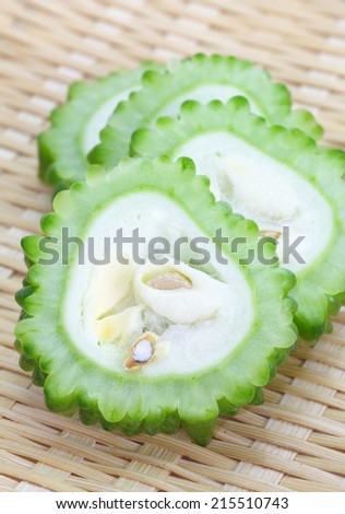 Bitter cucumber or bitter melon on a white background