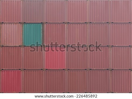 Stack of red Container cargo shipping at container dockyard