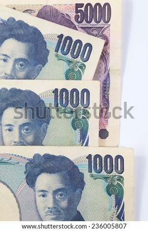 close - up japanese currency yen bank note