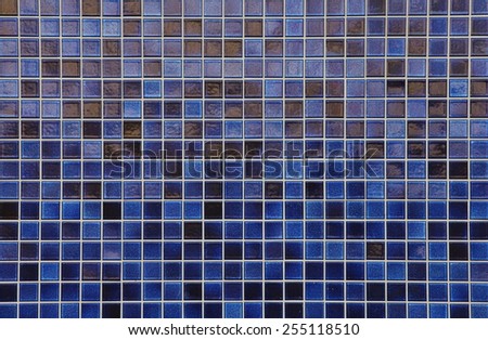Blue mosaic tile wall seamless background and texture
