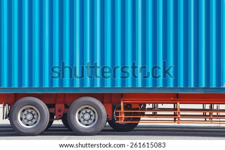 Container shipping cargo on container truck at dockyard