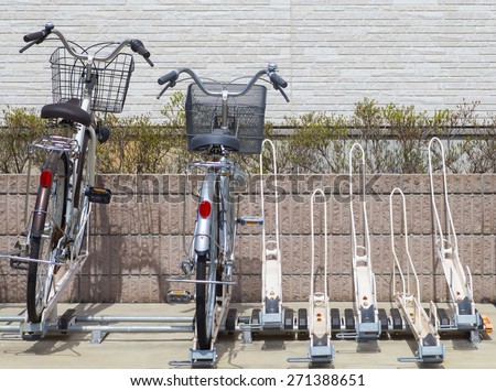 Bicycle parking space in front apartment building