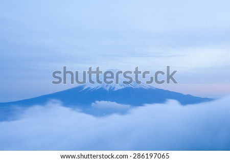 Top of Mountain Fuji and cloud seen from Top of Mountain mitsutoge