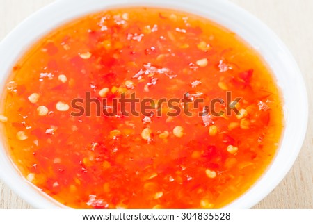 Western cuisine sweet chili sauce made with red chili pepper