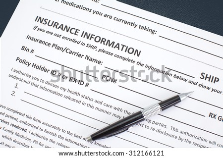 A Health insurance application and medical information form