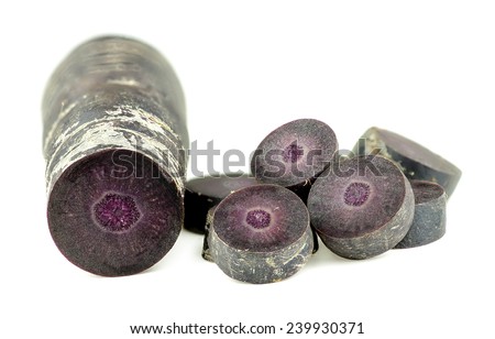Macro closeup of diced purple carrot