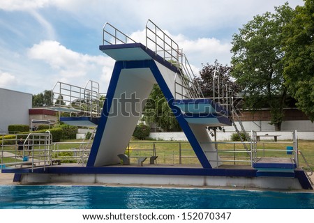 Diving platform at public swimming pool