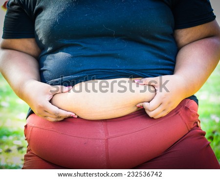 Belly fat, as surplus that women do not want, fat woman