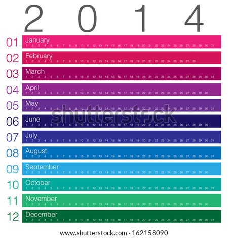 colouful calendar 2014 minimal design colouful calendar 2014 minimal design