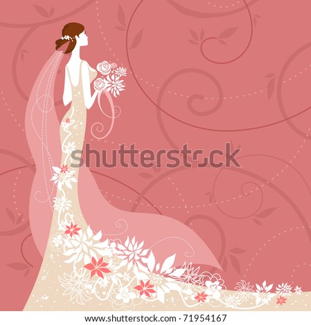 Bride on pink background