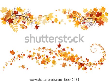 Autumn leaves border. Raster version